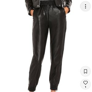 Superdown Black faux leather joggers